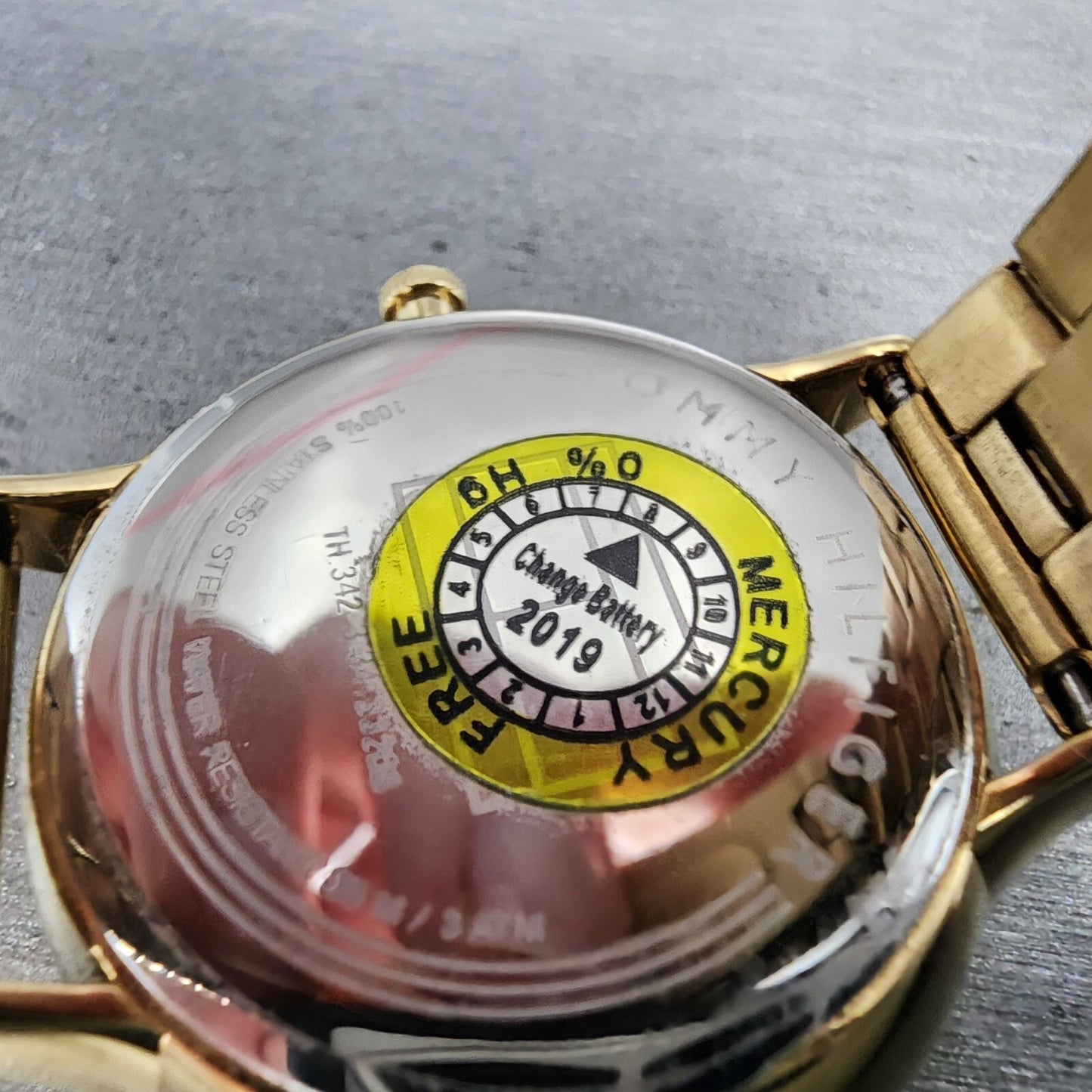 Tommy Hilfiger Watch Women 36mm White Dial Gold Tone Crystal Bezel Round Newbatt8