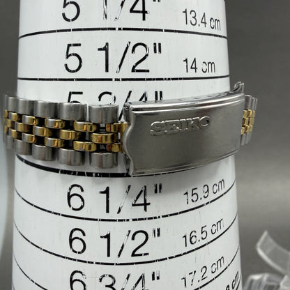 Seiko SQ Watch Women 24mm White Dial Two Tone Daydate 3y030169 New Battery iw2010