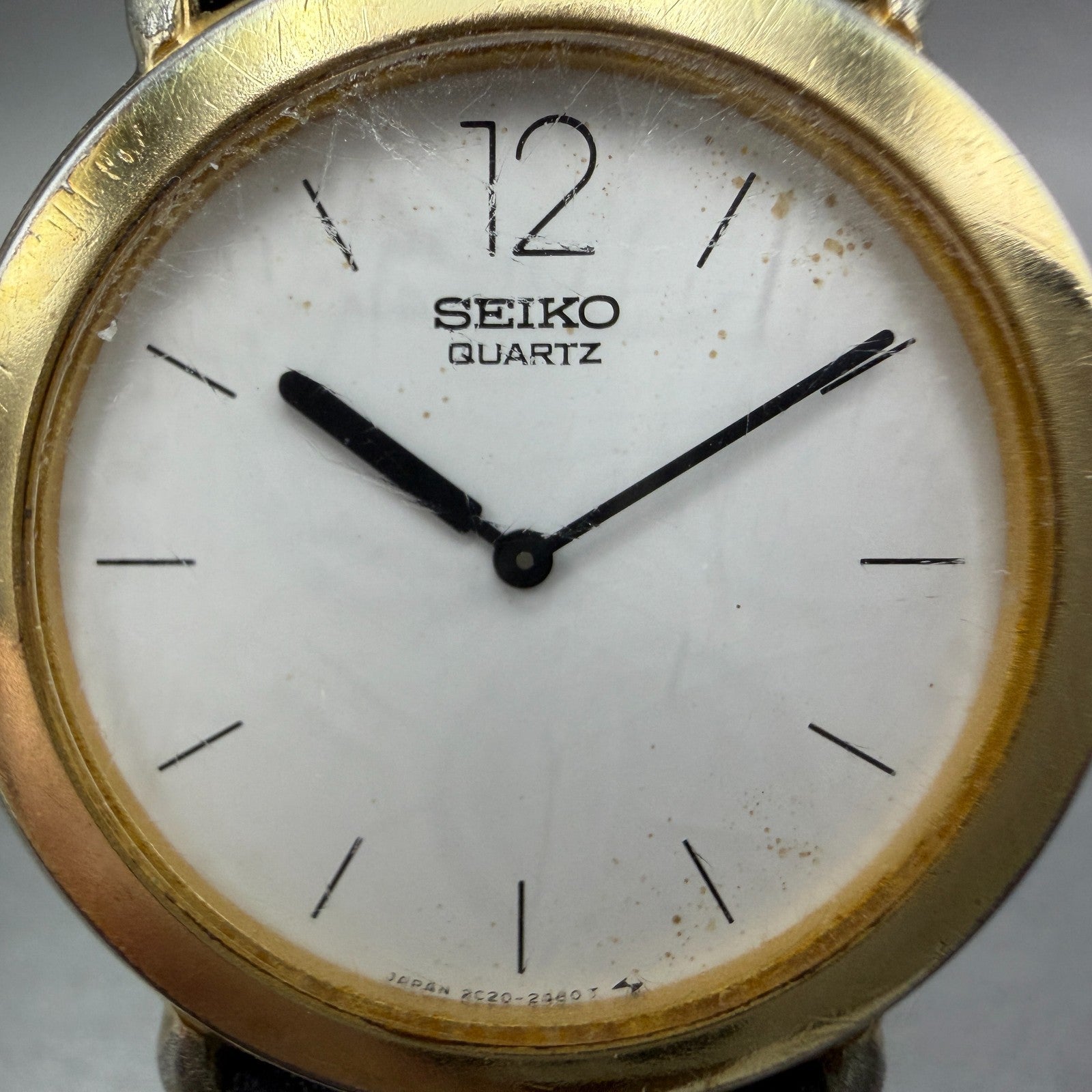 Seiko Watch Unisex 31mm White Dial Gold Tone Round 2C20-0429 New Battery Vintage1