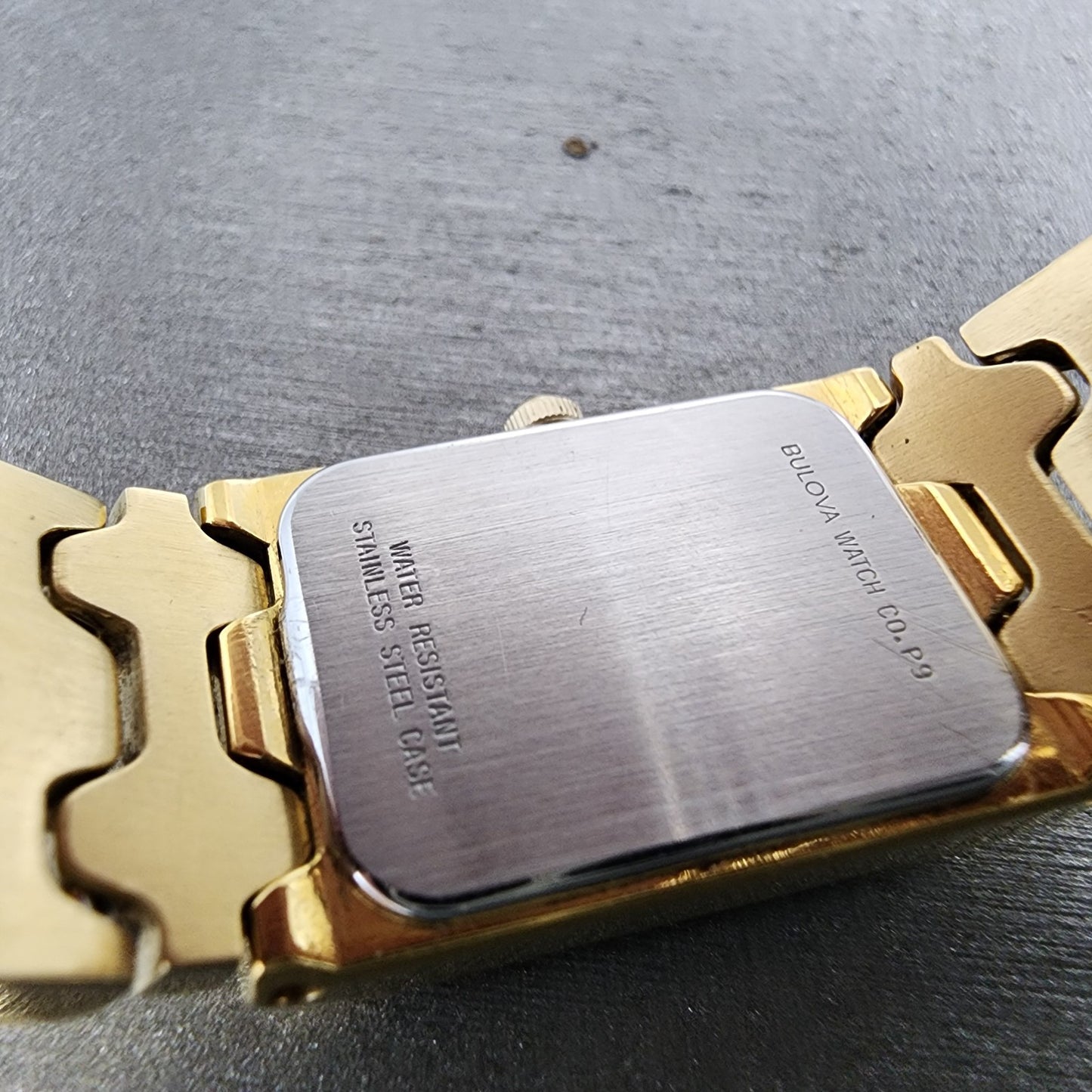 Bulova Tank Watch Women 17mm Gold Dial Gold Tone Rectangle 92H72 New Battery10