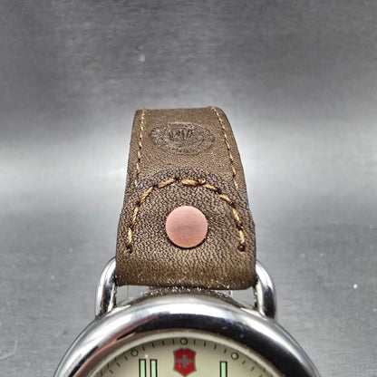 Victorinox Swiss Army Cavalry Watch Men 37mm Cream Dial Silver Tone Date PART LQ5