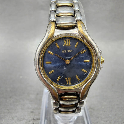Seiko Watch Women 23mm Blue Dial Two Tone Round Vintage 1n001f10 New Battery10