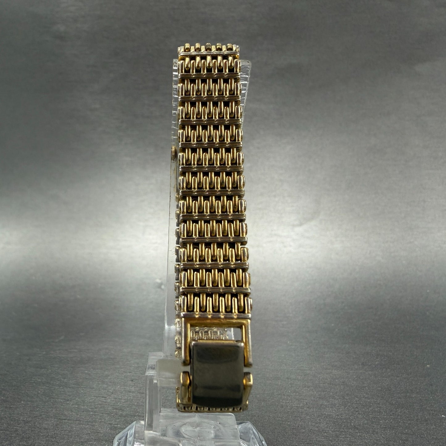 Seiko Tank Watch Women 12mm Champagne Dial Gold Tone 2e20-5079 New Battery HN49