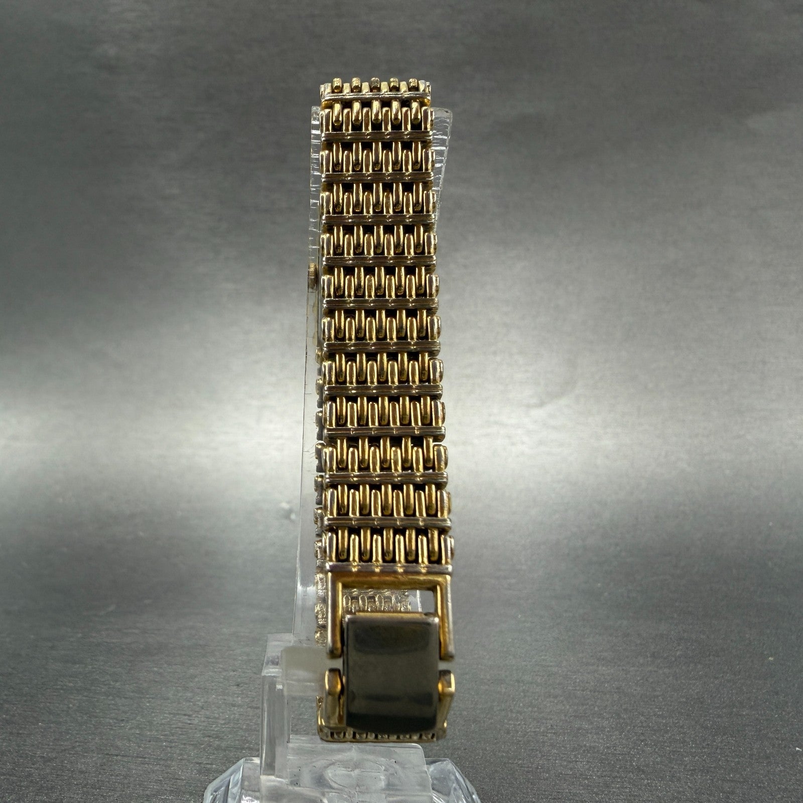 Seiko Tank Watch Women 12mm Champagne Dial Gold Tone 2e20-5079 New Battery HN49
