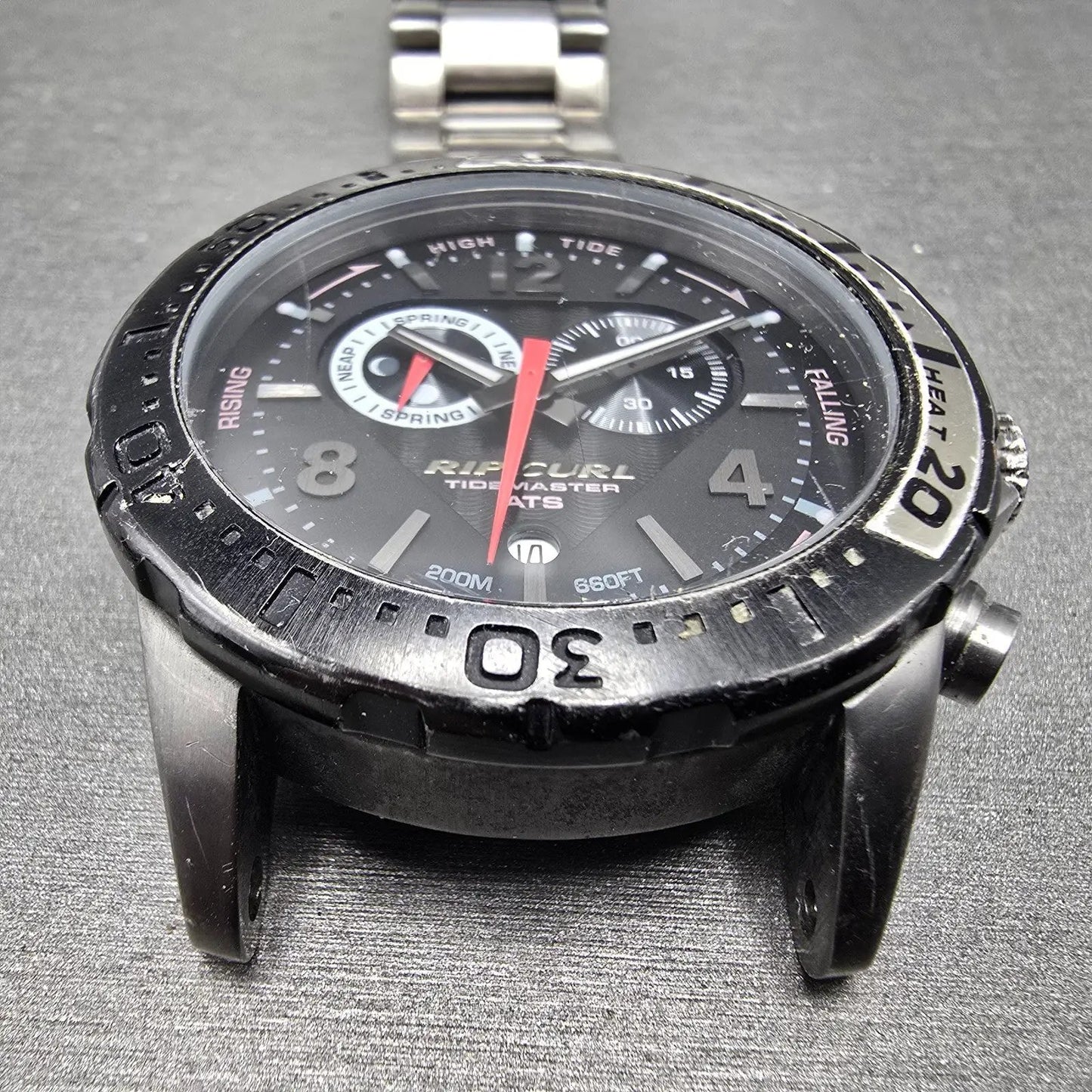 Ripcurl Tidemaster Watch Men 42mm Black Dial Titanium Date READ!!! New Battery2