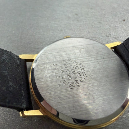 Seiko Watch Men 32mm Champagne Dial Gold Tone Round VTG 2C21-0120 New Battery 29