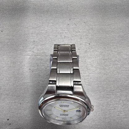 Citizen Eco-Drive Watch Men 36mm White Dial Titanium Date E111-S036461 Works4