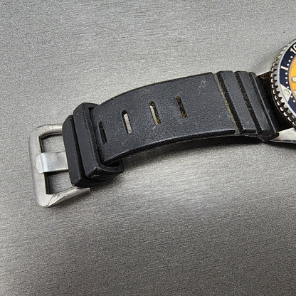 Seiko Diver Watch Men 38mm Orange Dial Silver Tone Daydate 6458-600a New Battery