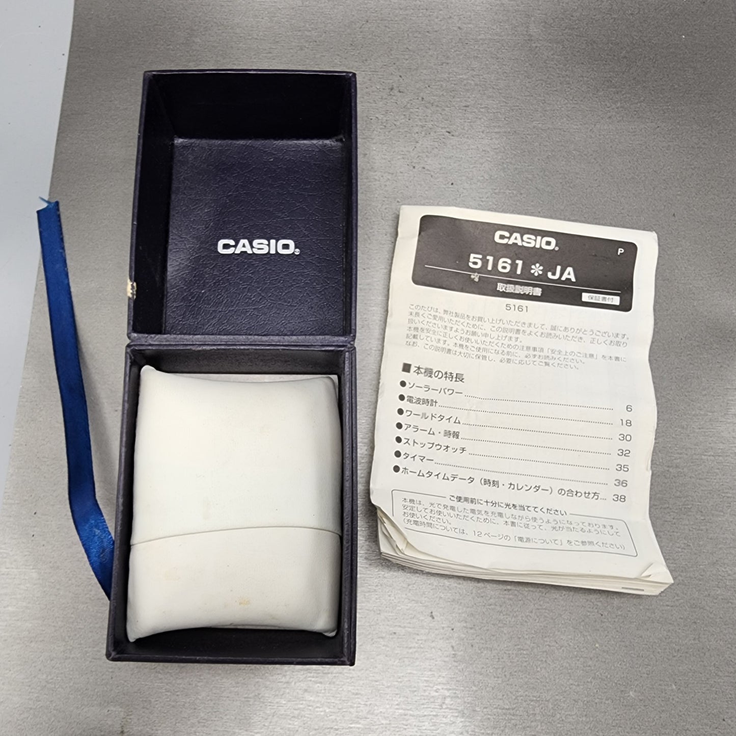Casio Wave Ceptor Watch Men 42mm Blue Dial Steel Analog Digital Solar Runs13