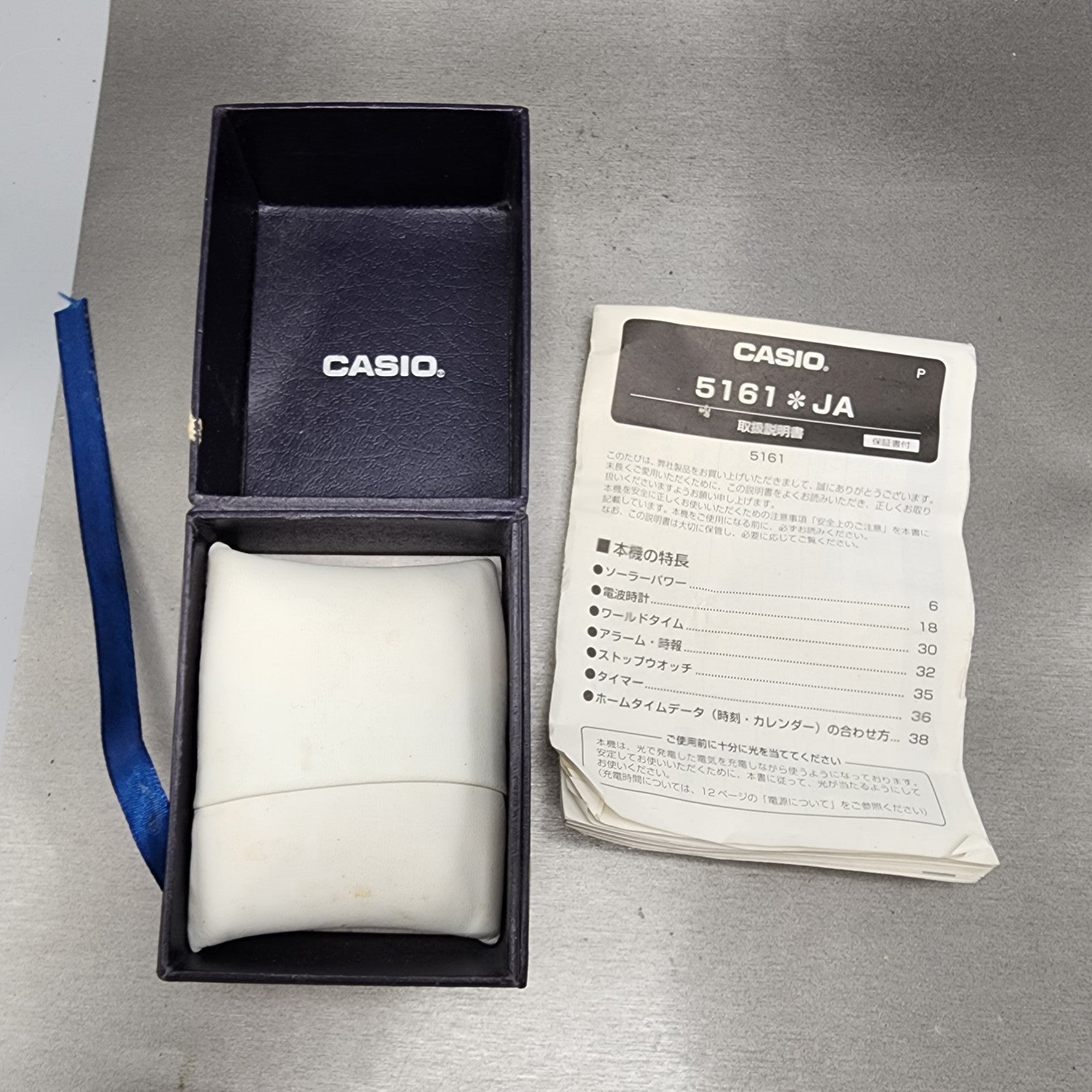 Casio Wave Ceptor Watch Men 42mm Blue Dial Steel Analog Digital Solar Runs13
