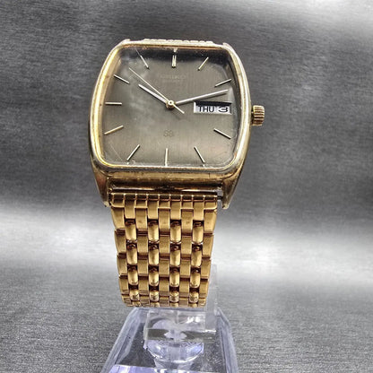 Seiko SQ Tank Watch Men 31mm Brown Dial Gold Tone Daydate 2633-5029 New Battery5