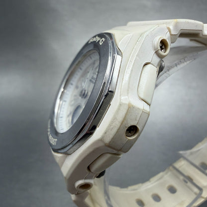 Casio Baby-G Watch Women 38mm White Dial White Case Round BGA-100 New Battery TJ2