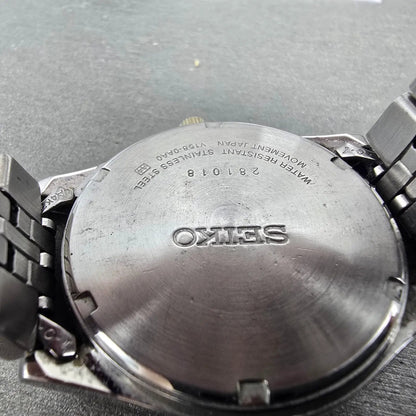 Seiko Solar Watch Men 37mm Gray Dial Two Tone Daydate Round V158-0AA0 Runs JKMN9