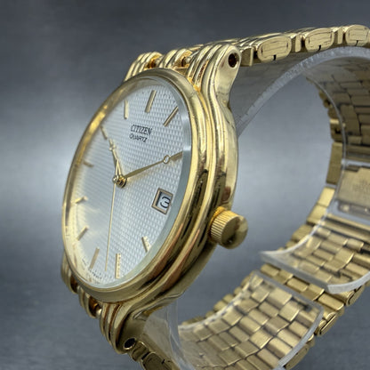 Citizen Watch Men 34mm White Dial Gold Tone Date Round 5510-F52584 New Battery2
