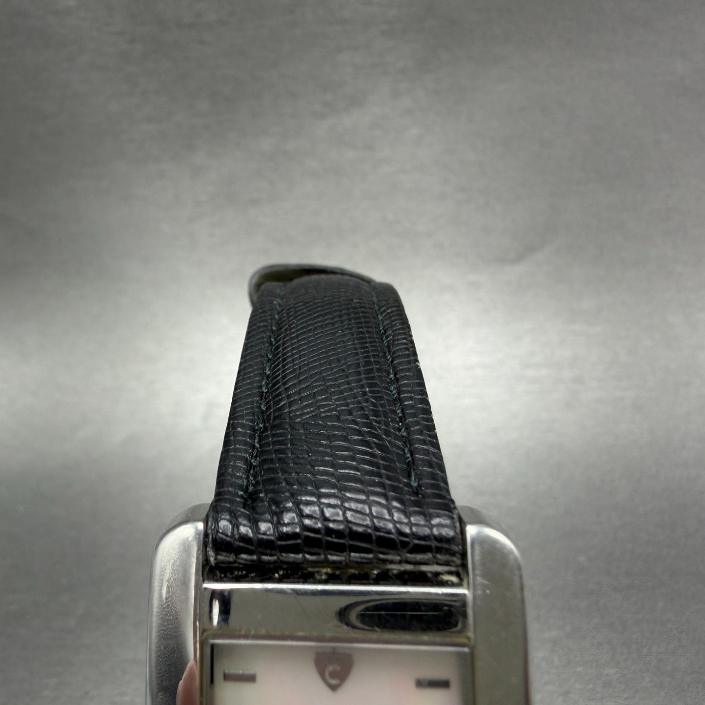 Croton Tank Watch Men 27mm MOP Dial Silver Tone Rectangle New Battery Leather4