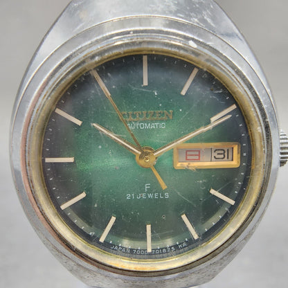 Citizen Automatic Watch Women 26mm Green Dial Silver Tone Daydate Round Runs1
