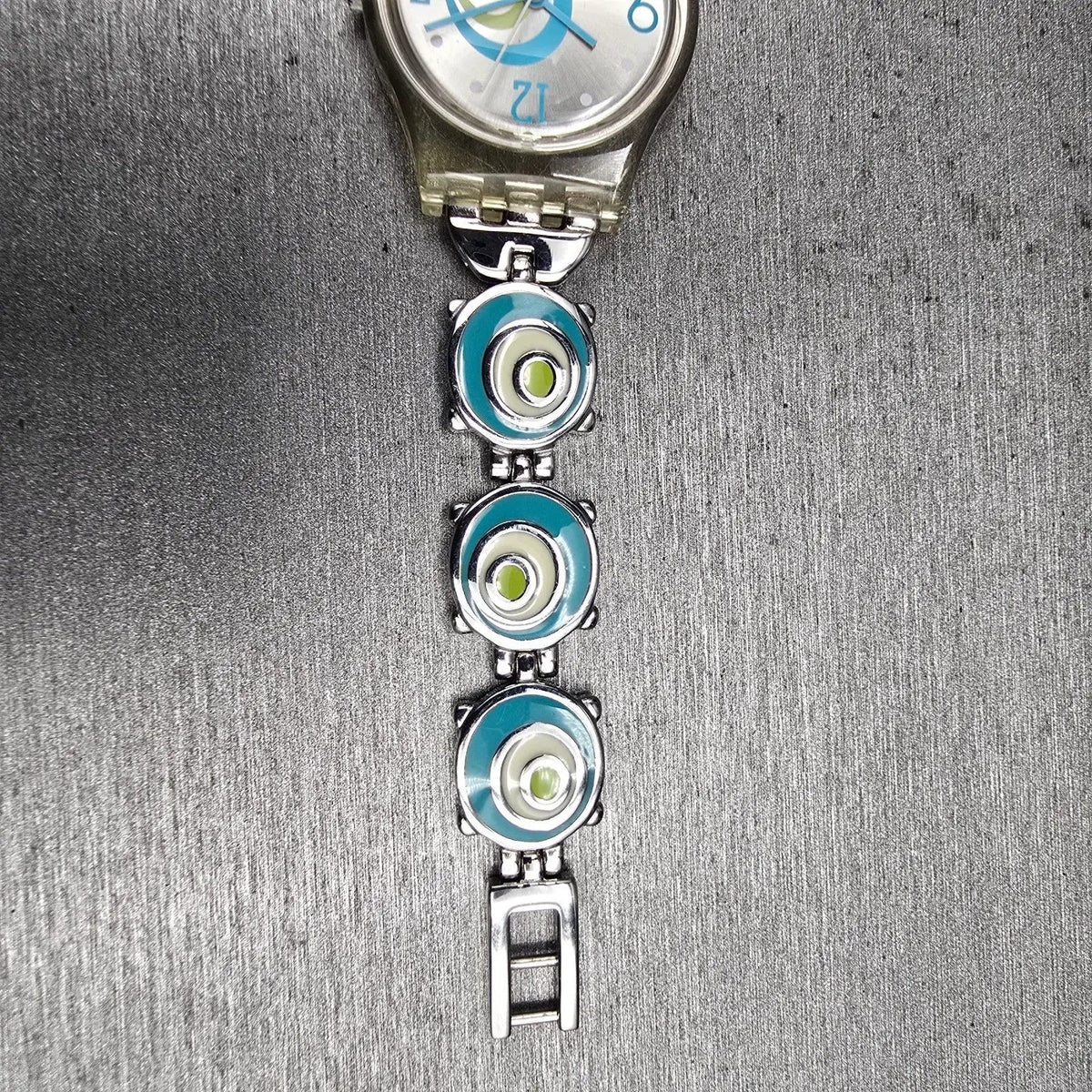 Swatch Check Pea Watch Women 25mm Silver Dial Clear Case Round LK267G New Batt13