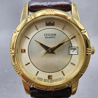 Citizen Watch Women 24mm Champagne Dial Gold Tone Date 1012K13131 New Battery1