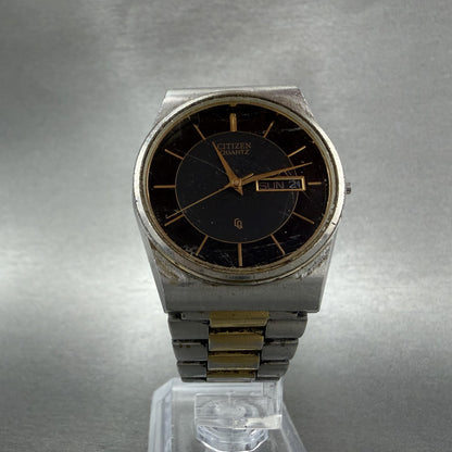 Citizen CQ Watch Men 33mm Black Dial Two Tone Daydate 1100T38502 NewBatt READ!!5