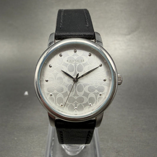 Coach Grand Watch Women 23mm Silver Dial Silver Tone Round Leather New Battery0