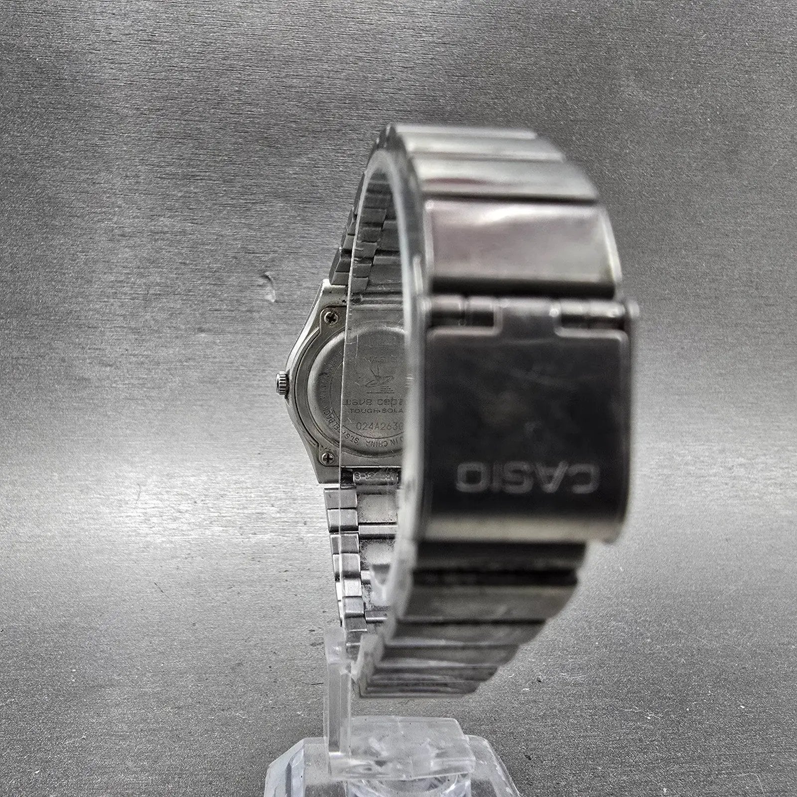 Casio Wave Ceptor Solar Watch Women 28mm Pink Dial Silver Tone Date LQW-10 Runs7