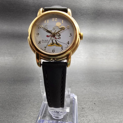 Seiko Alba Minnie Mouse Watch Women 26mm Silver Dial Gold Tone V501-0170 New Bat5