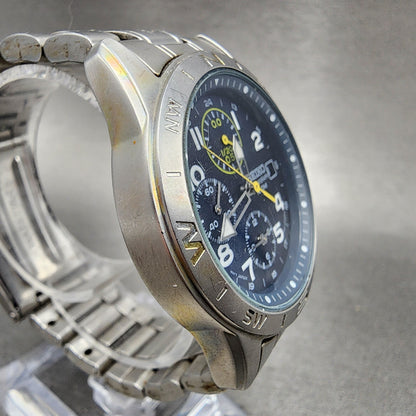 Seiko Chronograph Watch Men 38mm Blue Dial Steel Round 7T920DX0 PARTS4