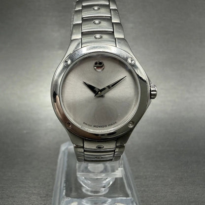 Movado Sports Edition Watch Women 25mm Silver Dial Stainless Steel New BatteryAB0