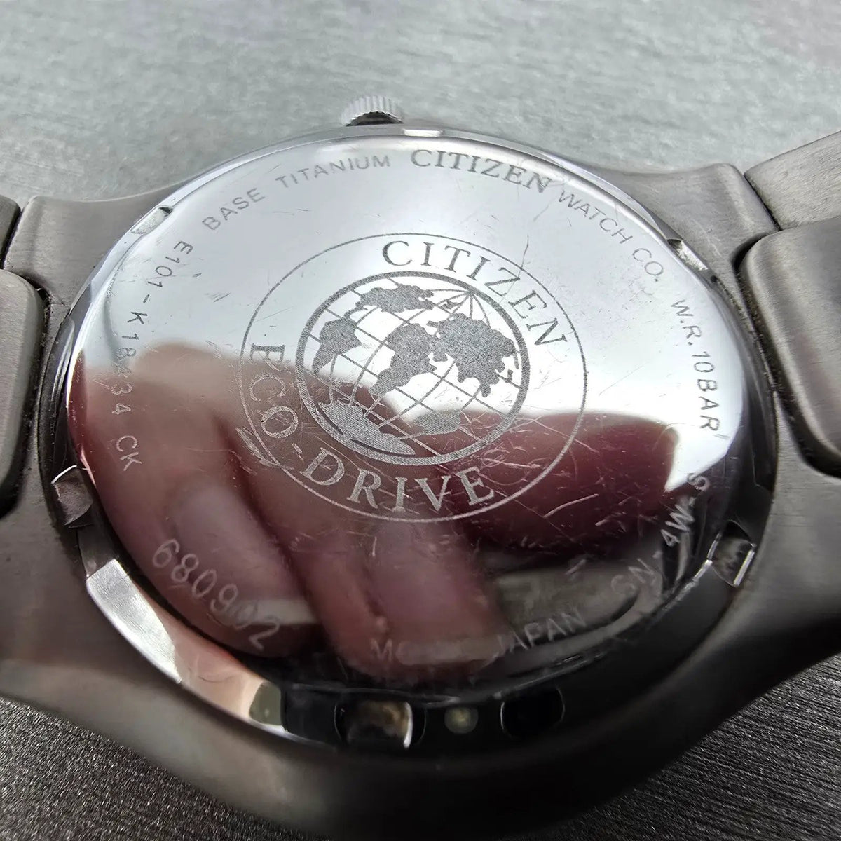 Citizen Eco-Drive Watch Men 36mm Black Dial Titanium Daydate E100-K18434 Runs JP9