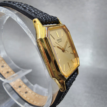 Seiko Watch Women 19mm Gold Dial Gold Tone Octagon 73215240 New Battery VTG3