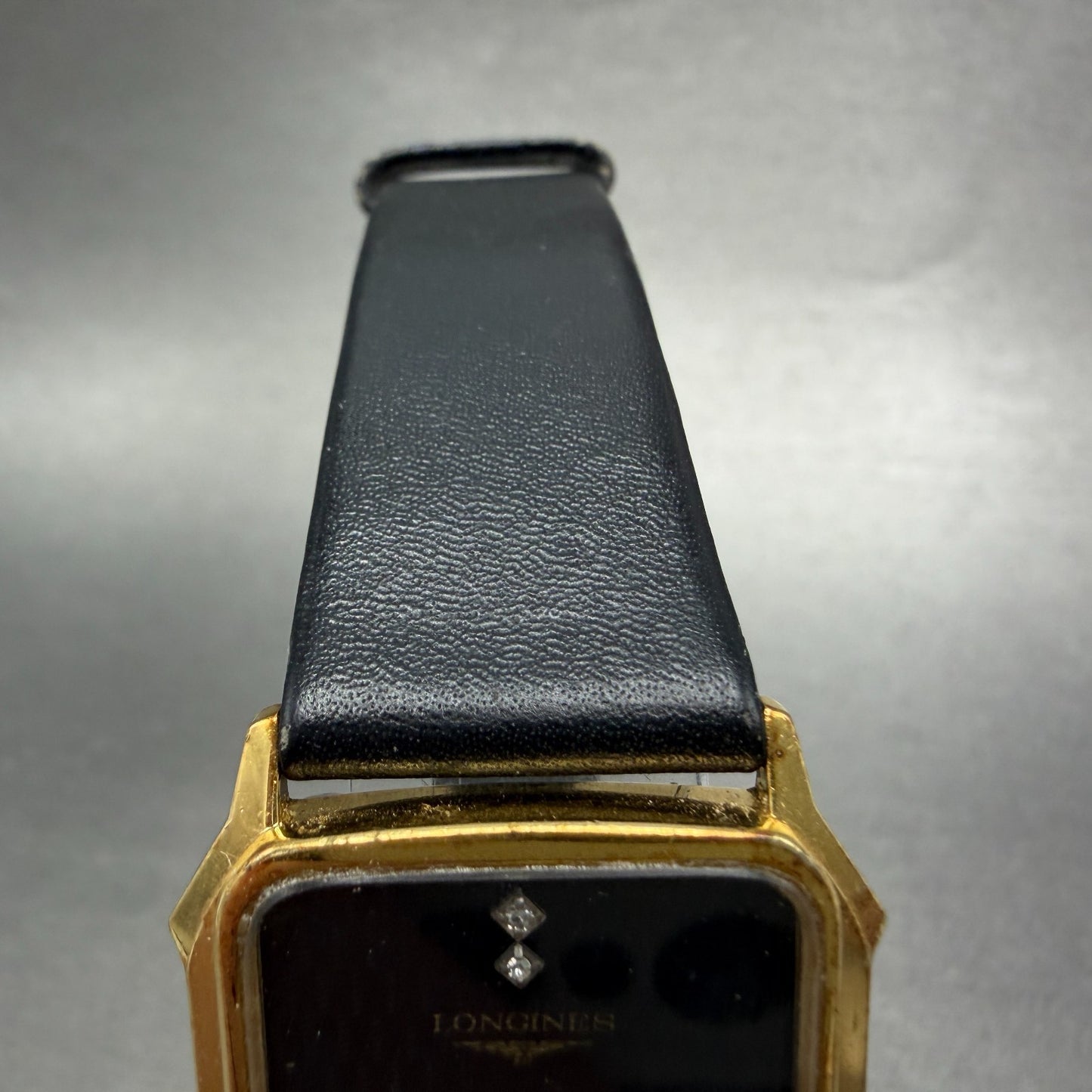 Longines Tank Watch Men 26mm Black Dial Gold Tone Rectangle PARTS Vintage5