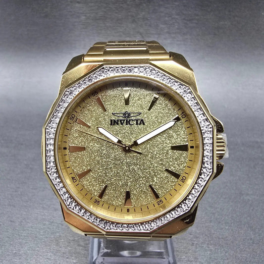 Invicta Speedway Watch Men 42mm Gold Dial Gold Tone Octagon 49127 New Battery0