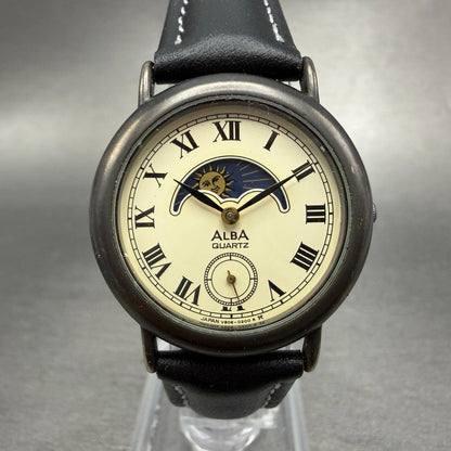 Seiko Alba Watch Women 30mm Cream Dial Black Tone Day/Night V806-0100 NewBat0