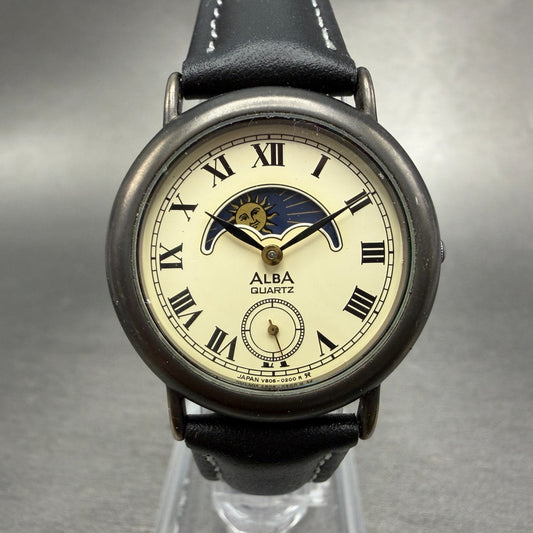 Seiko Alba Watch Women 30mm Cream Dial Black Tone Day/Night V806-0100 NewBat0