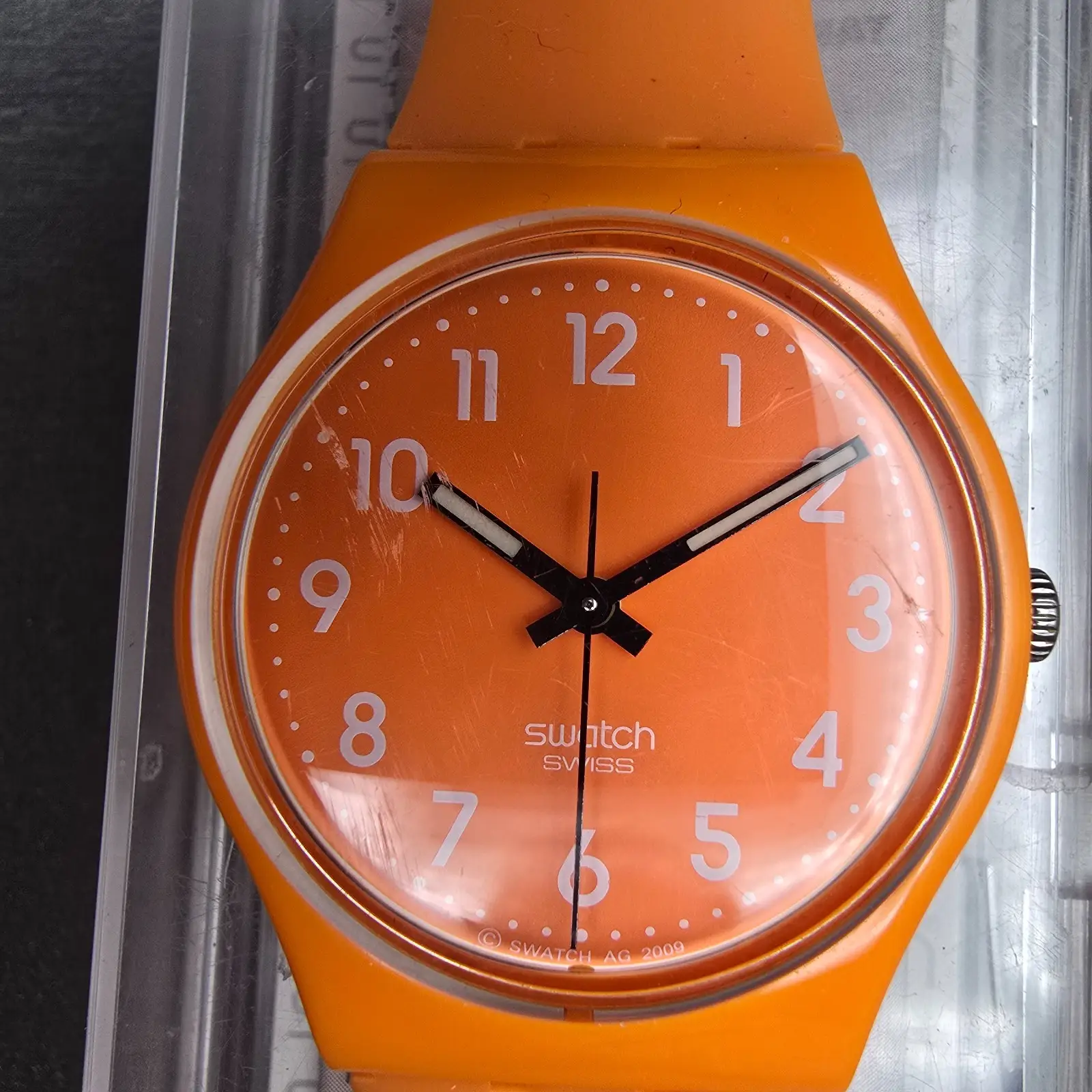 Swatch Fresh Papaya Watch Men 34mm Orange Dial Orange Tone GO105 New Battery1