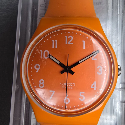 Swatch Fresh Papaya Watch Men 34mm Orange Dial Orange Tone GO105 New Battery1