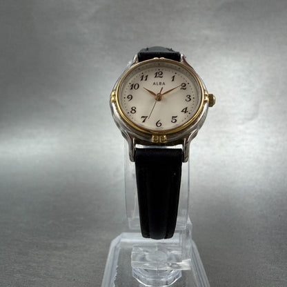 Seiko Alba Watch Women 23mm White Dial Two Tone Round 1N01-0EM0 New Battery5