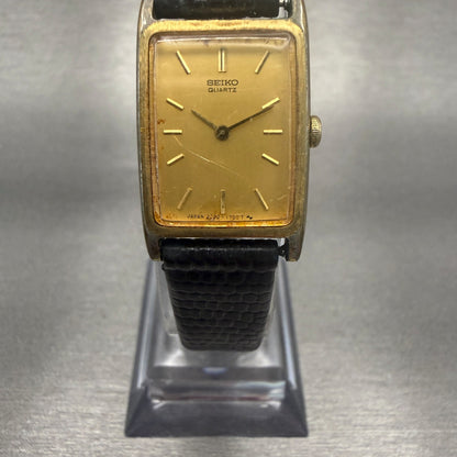 Seiko Tank Watch Women 17mm Gold Dial Gold Tone Rectangle 2020-5830 New Battery5