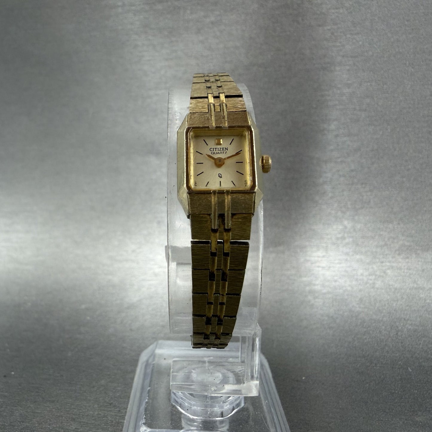 Citizen CQ Tank Watch Women 13mm Champagne Dial Gold Tone Octagon New Battery BA5