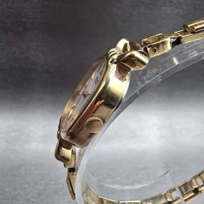Seiko Watch Women 21mm White Dial Gold Tone Oval 2621-5230 New Battery Vintage2