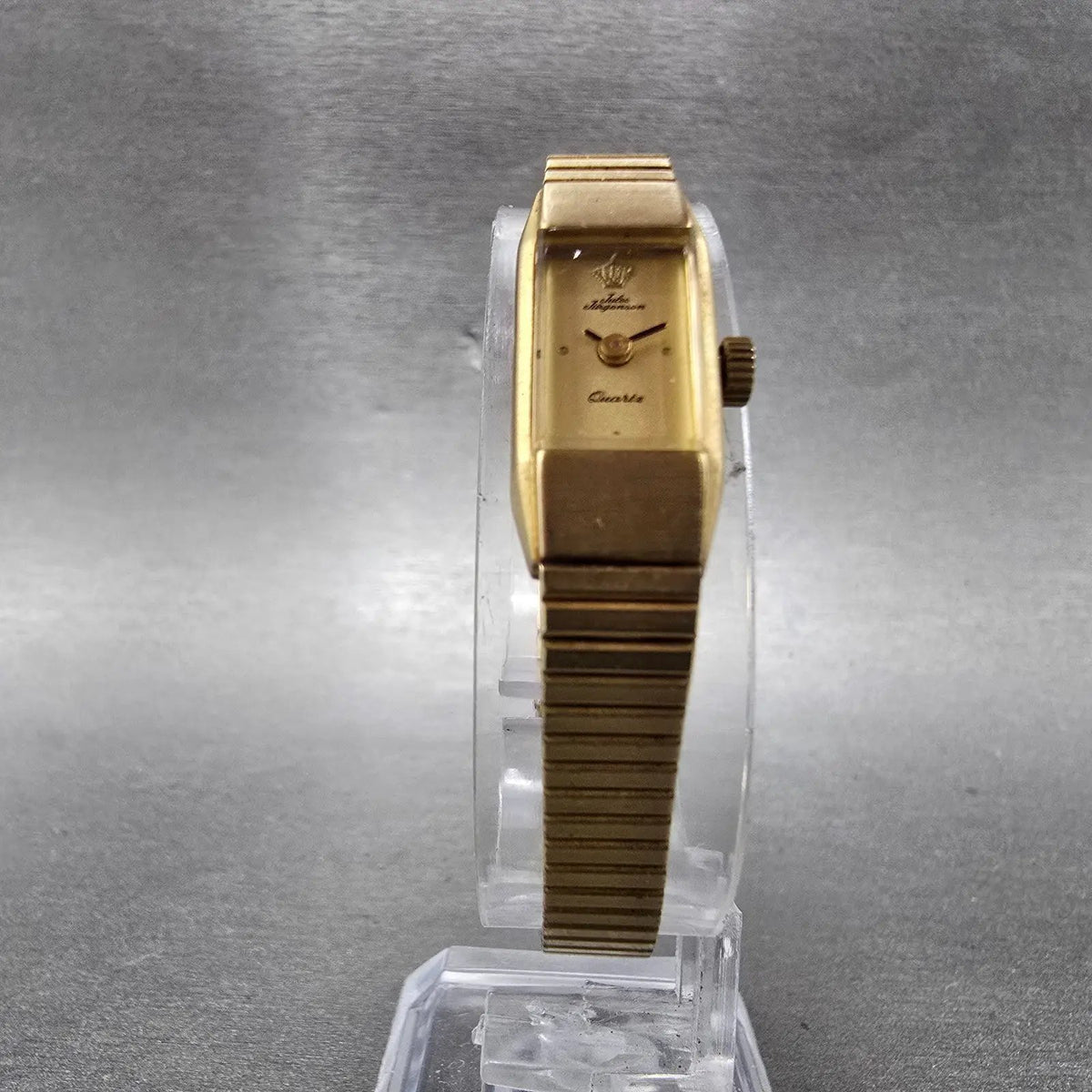 Jules Jurgensen Watch Women 11mm Gold Dial Gold Tone Rectangle New Battery VTG5