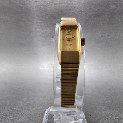 Jules Jurgensen Watch Women 11mm Gold Dial Gold Tone Rectangle New Battery VTG5