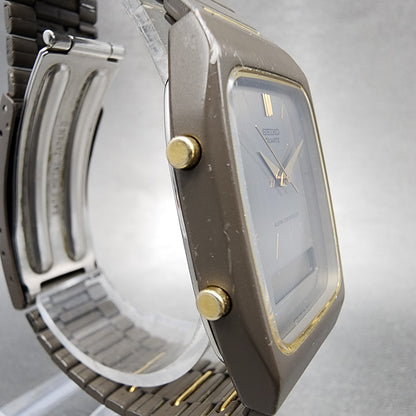 Seiko Analog Digital Watch Men 30mm Silver Dial Two Tone H601-5039 PARTS