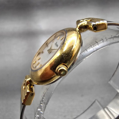 Bulova Watch Women 22mm White Dial Gold Tone Round Bangle 98L69 New Battery2
