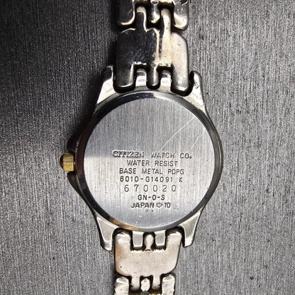 Citizen Watch Women 25mm Gray Dial Two Tone Date 6010-G14091 New Battery Vintage10