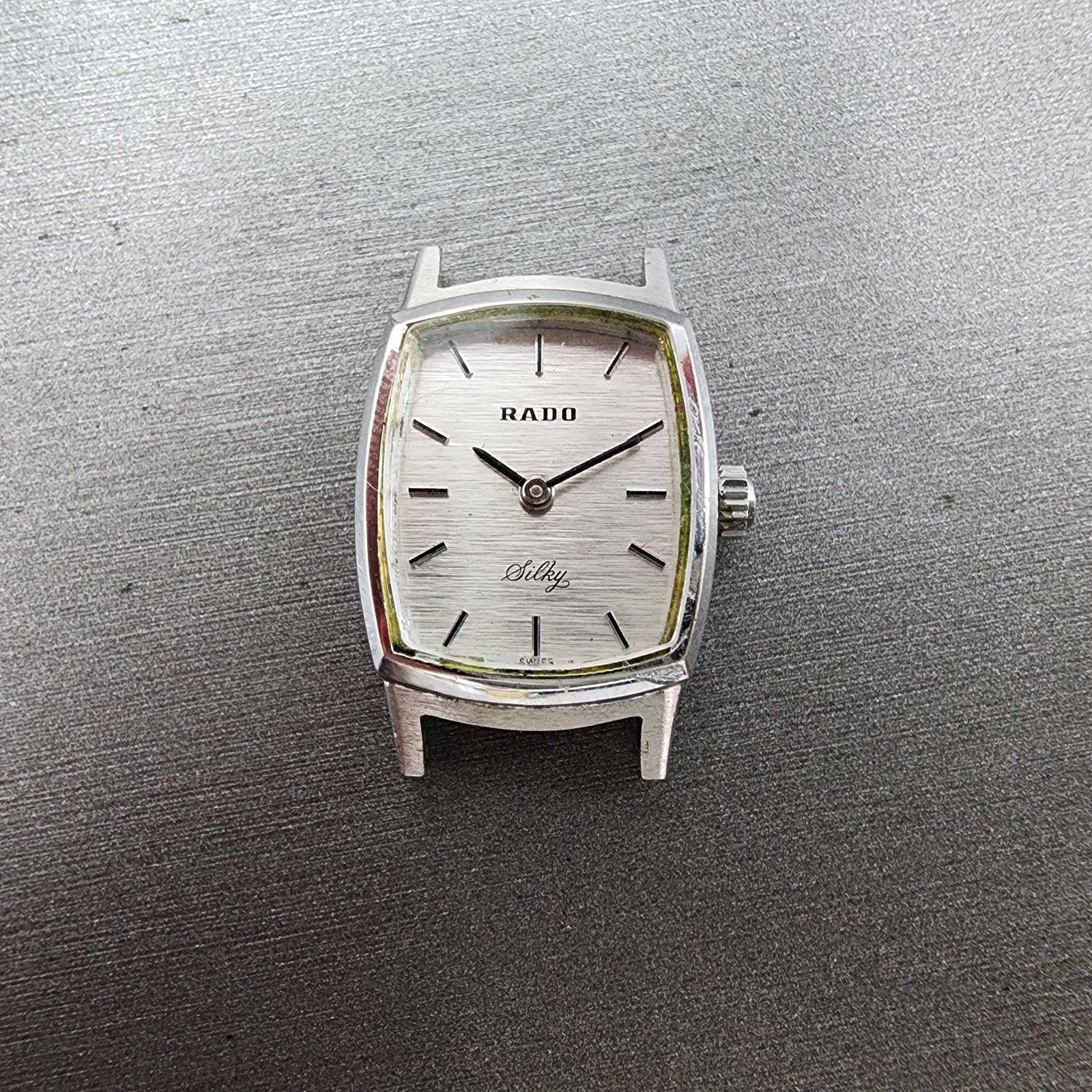 Rado Silky Tank Watch Women 18mm Silver Dial Steel Rectangle Manual Wind PARTS0