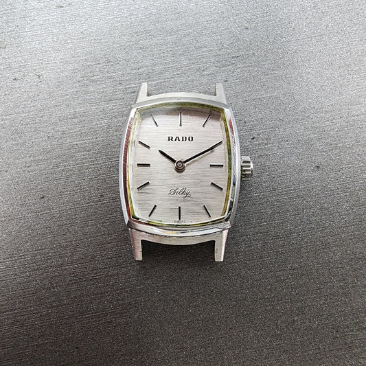 Rado Silky Tank Watch Women 18mm Silver Dial Steel Rectangle Manual Wind PARTS0