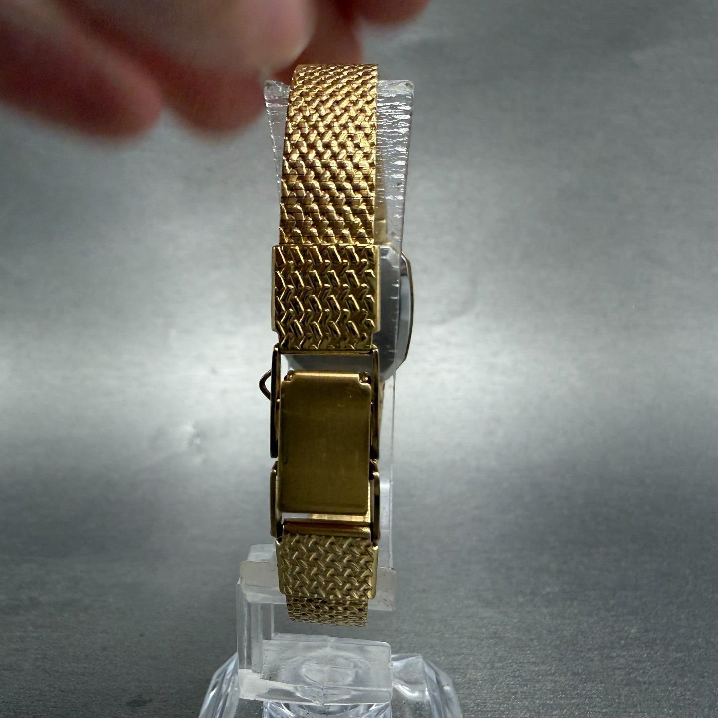 Seiko Watch Women 19mm Champagne Dial Gold Tone Rectangle 5421-5060 New Batt H9S7