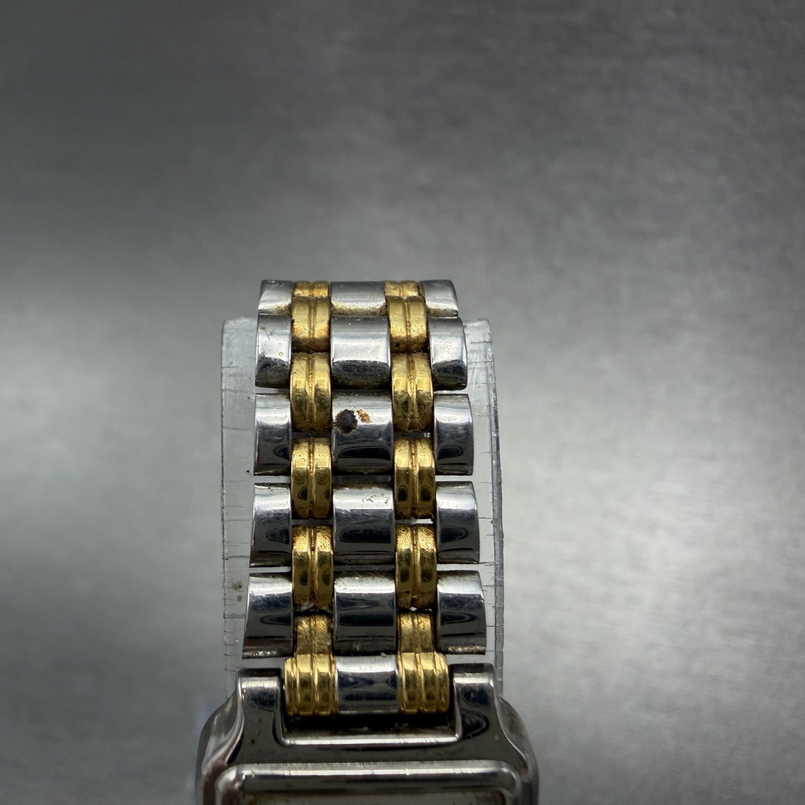Seiko Tank Watch Women 18mm White Dial Two Tone Rectangle V401-5129 New BatteryL4