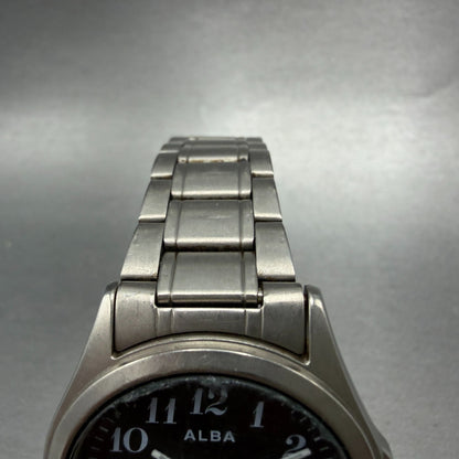 Seiko Alba Watch Men 35mm Black Dial Titanium Round V501-0bc0 New Battery4